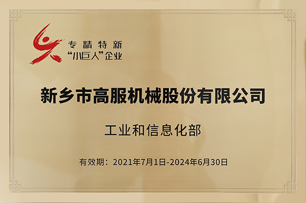 2020年，入選“國家級(jí)專精特新小巨人”企業(yè)